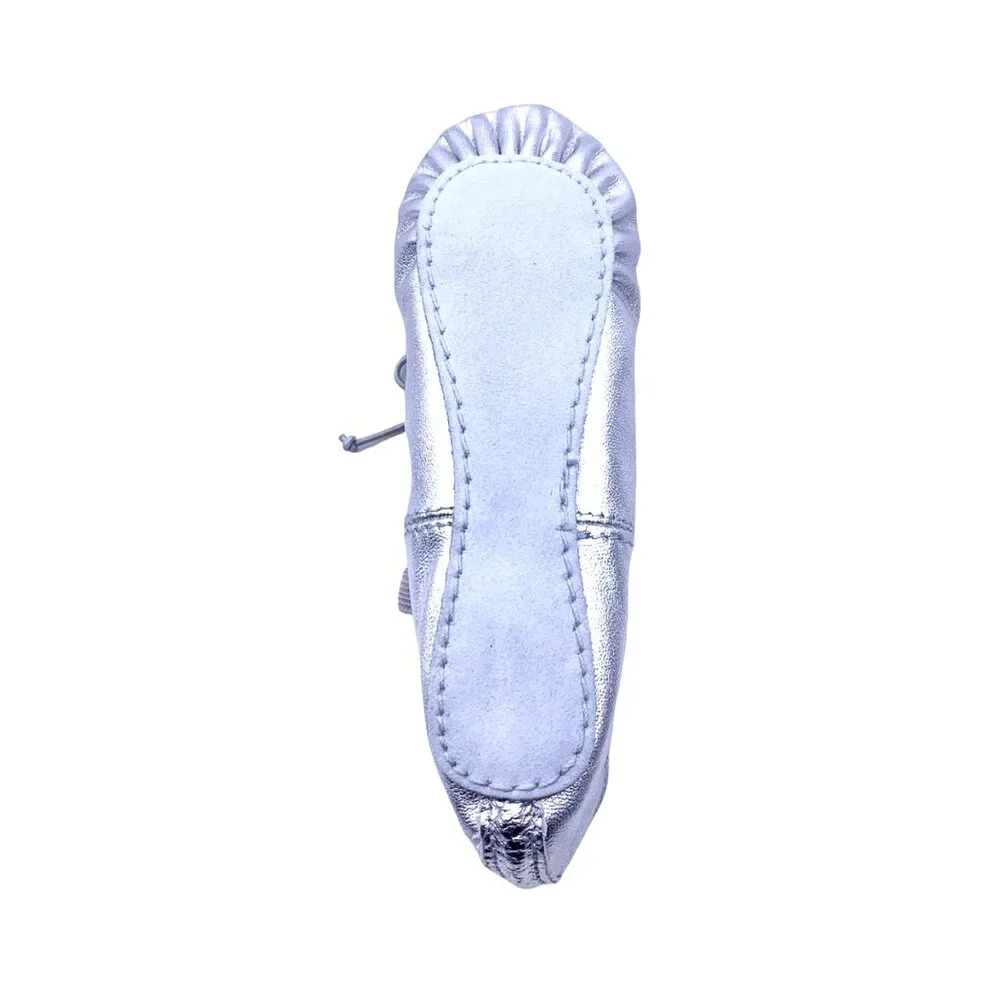 Little Girls Metallic Silver Ballet Slippers 2 Shoes Slip On Wedding Party Dance